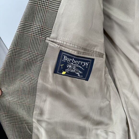 Burberry Tan Wool Nova Check Single Breasted Sport Coat 40 R Brown Plaid Blazer - Picture 6 of 7